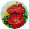 Kubla Crafts Capiz 1632C Capiz Round Plate Hibiscus