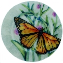 Kubla Crafts Capiz 1632F Capiz Round Tray Butterfly