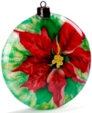 Kubla Crafts Capiz 1640D Poinsettia Capiz Ornament