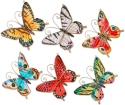 Kubla Crafts Cloisonne 1643B Capiz Butterfly Ornament Set of 6