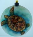 Kubla Crafts Capiz 1645H Sea Turtle Capiz Ornament