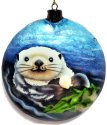 Kubla Crafts Capiz 1646Q Otter with Shell Disc Capiz Ornament