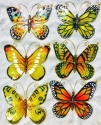 Kubla Crafts Cloisonne 1648Y Yellow Capiz Butterfly Ornaments Set of 6