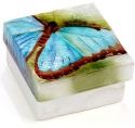 Kubla Crafts Capiz 1730B Blue Butterfly Capiz Box