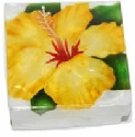 Kubla Crafts Capiz 1733Y Capiz Box Yellow Hibiscus