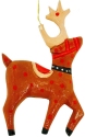 Kubla Crafts Cloisonne 1825G Wood Hand Painted Deer Ornaments Set of 3