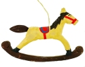 Kubla Crafts Cloisonne 1825L Wood Hand Painted Rocking Horse Ornaments Set of 3