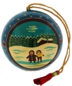 Kubla Crafts Cloisonne 1878 Ball Ornament Kids in snow