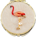 Kubla Crafts Bejeweled Enamel 1960 Flamingo Compact Mirror