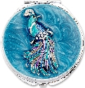 Kubla Crafts Bejeweled Enamel 1962 Peacock Compact Mirror