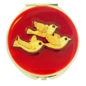 Kubla Crafts Bejeweled Enamel 1964 Birds Enamel Compact Mirror