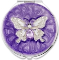 Kubla Crafts Bejeweled Enamel 1967 Butterfly Compact Mirror