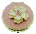 Kubla Crafts Bejeweled Enamel 1968 Flower Enamel Compact Mirror