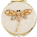 Kubla Crafts Bejeweled Enamel 1969 Dragonfly Compact Mirror