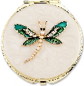 Kubla Crafts Bejeweled Enamel 1970 Dragonfly Compact Mirror