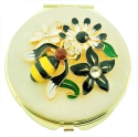 Kubla Crafts Bejeweled Enamel 1972 Garden Enamel Compact Mirror