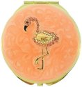 Kubla Crafts Bejeweled Enamel 1975 Flamingo Compact Mirror