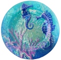 Kubla Crafts Capiz 1318 Seahorse Fused Glass Plate