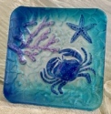 Kubla Crafts Capiz 1320B Crab Fused Glass Plate