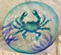 Kubla Crafts Capiz 1337 Crab Fused Glass Tray