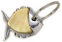 Kubla Crafts Bejeweled Enamel 1410 Fish Mother of Pearl Groove Key Ring