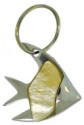 Kubla Crafts Bejeweled Enamel 1411 Fish Mother of Pearl Key Ring