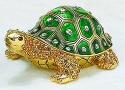 Kubla Crafts Bejeweled Enamel KUB 2 4009G Green Turtle Box