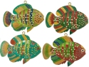 Kubla Crafts Cloisonne 4967 Cloisonne with Gem Fish Ornament Set of 4 pc