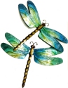 Kubla Crafts Capiz 2128B Double Blue Green Dragonfly Capiz Wall Decor