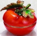 Kubla Crafts Bejeweled Enamel 3466 Persimmon Fruit Box