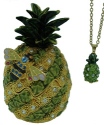 Kubla Crafts Bejeweled Enamel 3890PN Pineapple Box with Necklace