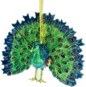 Kubla Crafts Bejeweled Enamel 2891BN Bejeweled Enamel Peacock Fan Ornament