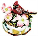 Kubla Crafts Capiz 2902N Cardinal & Dogwood Enamel Glass Box