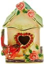 Kubla Crafts Bejeweled Enamel 2913N Cardinal & Bird House Box