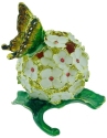 Kubla Crafts Bejeweled Enamel 2916WH White Hydrangea Box with Butterfly