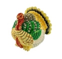 Kubla Crafts Bejeweled Enamel 2918 Turkey Hinged Box