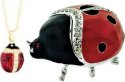 Kubla Crafts Bejeweled Enamel 2920LNN Ladybug hinge Box & Necklace