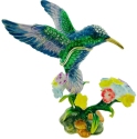 Kubla Crafts Bejeweled Enamel 2921 Hummingbird and Flower Hinged Box