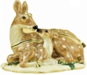 Kubla Crafts Bejeweled Enamel 2927 Deer and Fawn Hinged Box