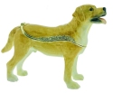 Kubla Crafts Bejeweled Enamel 2938- Yellow Labrador Dog Hinged Box