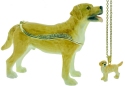 Kubla Crafts Bejeweled Enamel 2938LN Yellow Labrador Dog Hinged Box and Necklace
