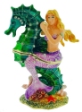 Kubla Crafts Bejeweled Enamel 2947 Seahorse and Mermaid Hinged Box