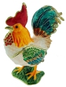 Kubla Crafts Bejeweled Enamel 2948 Rooster Hinged Box