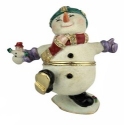 Kubla Crafts Bejeweled Enamel 2960 Snowman Hinged Box