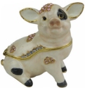 Kubla Crafts Bejeweled Enamel 2963 Pig Hinged Box