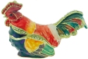 Kubla Crafts Bejeweled Enamel 2969 Sitting Rooster Hinged Box