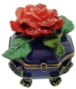 Kubla Crafts Bejeweled Enamel 2976 Rose on Purple Hinged Box