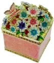 Kubla Crafts Bejeweled Enamel 2983 Butterfly On Flower Square Hinged Box
