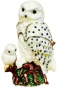 Kubla Crafts Bejeweled Enamel 2989 White Owl and Baby Hinged Box