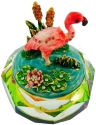 Kubla Crafts Bejeweled Enamel 2998 Flamingo Hinged Box